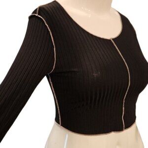 [SHEIN CURVE] Black Long Sleeve Crop Top - Size 0XL